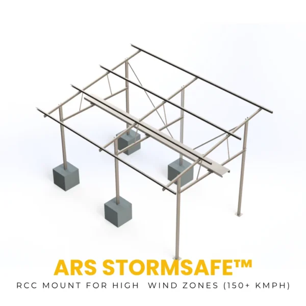 ARS StormSafe™ – Heavy-duty HDG solar mounting structure for 150 kmph wind zones